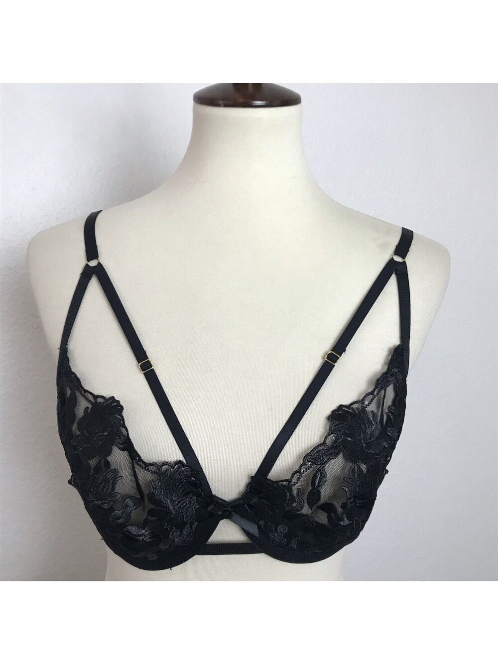 Hustler Lingerie Push Up Bra Floral Embroidered Underwire